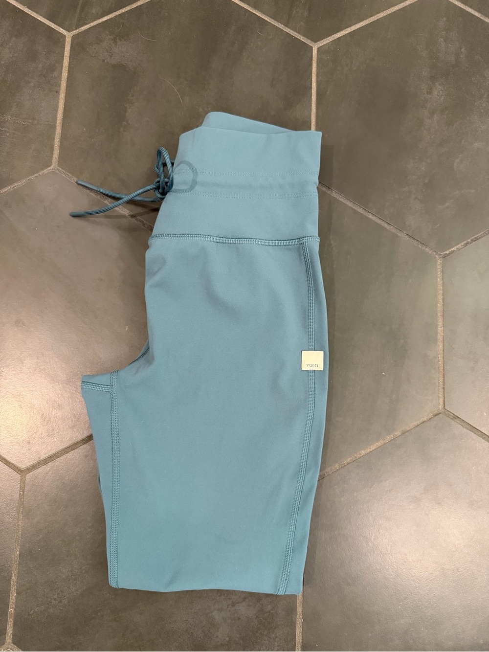 Vuori Teal Blue High-Rise Drawstring Leggings